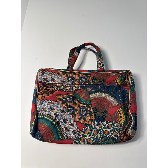 Handbags - Vintage Tapestry Fan Print Travel Toiletry Organizer Bag Multicolor Zippered